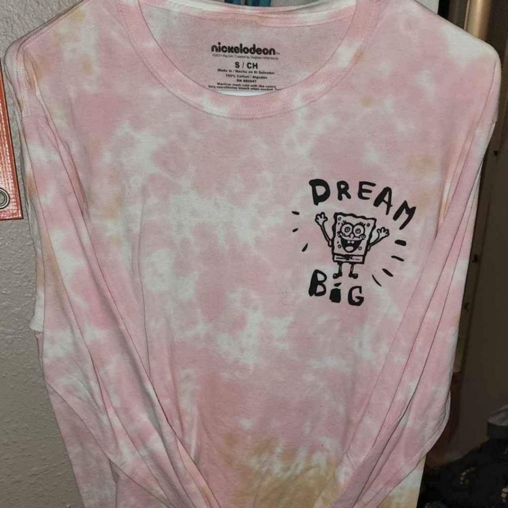 Spongebob pink and yellow tye dye longsleeve